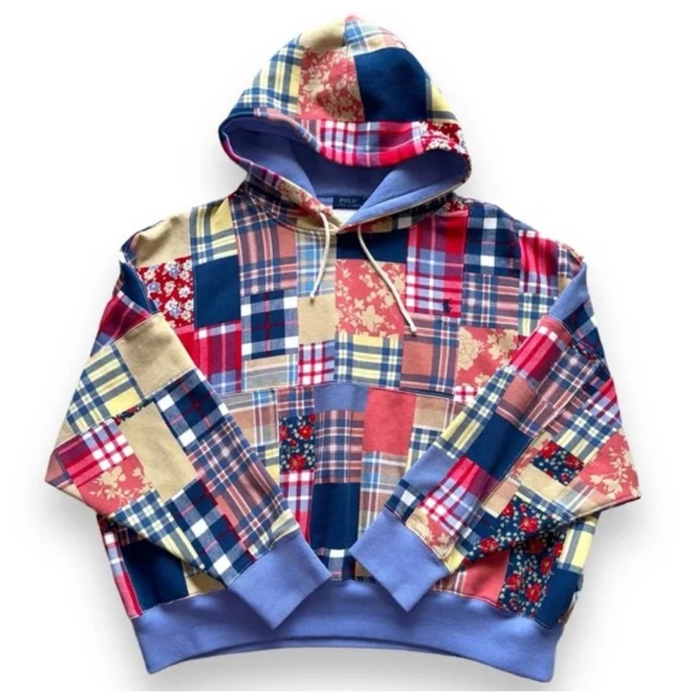 Polo Ralph Lauren Madras Patchwork Hoodie NEW
